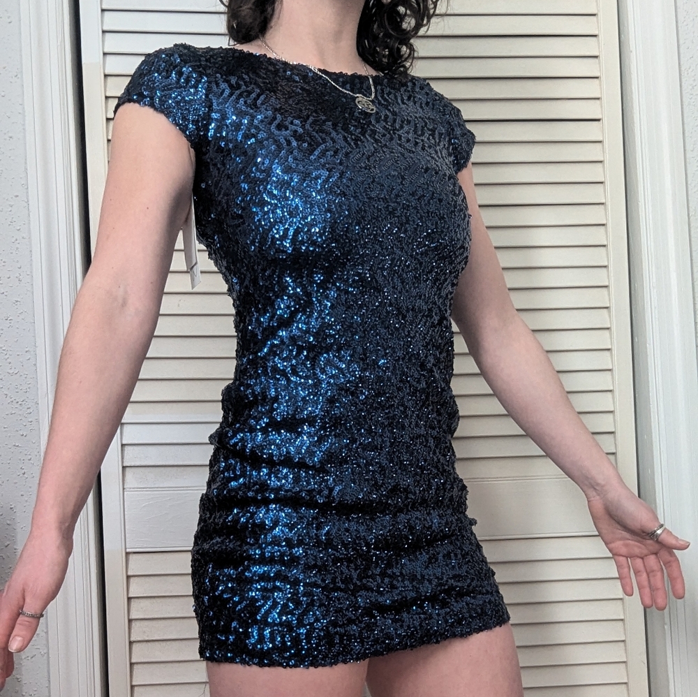 Speeckler's Black and Blue Sequin Dress